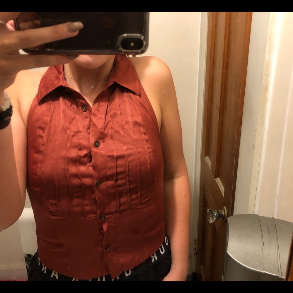 Free people satin vest shirt!